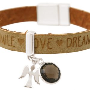 Gemshine - Damen - Armband - Schutz Engel - 925 Silber - WISHES - Braun - Sand - Rauchquarz - Magnetverschluss