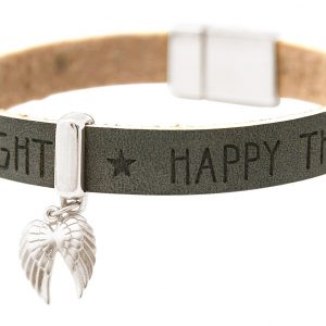 Gemshine - Damen - Armband - Schutz Engel - Doppelflügel - 925 Silber - WISHES - Anthrazit - Grau - Magnetverschluss