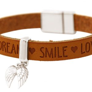 Gemshine - Damen - Armband - Schutz Engel - Doppelflügel - 925 Silber - WISHES - Braun - Magnetverschluss