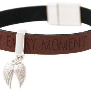 Gemshine - Damen - Armband - Schutz Engel - Doppelflügel - 925 Silber - WISHES - Braun Dunkel - Magnetverschluss