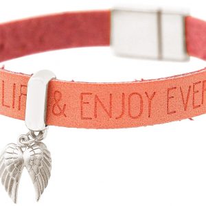 Gemshine - Damen - Armband - Schutz Engel - Doppelflügel - 925 Silber - WISHES - Rosa Pink - Magnetverschluss