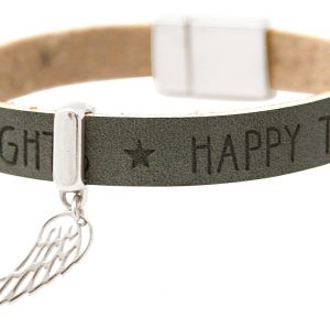 Gemshine - Damen - Armband - Schutz Engel - Flügel - 925 Silber - WISHES - Anthrazit - Grau - Magnetverschluss