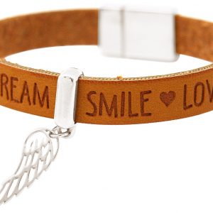 Gemshine - Damen - Armband - Schutz Engel - Flügel - 925 Silber - WISHES - Braun - Magnetverschluss
