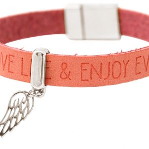 Gemshine - Damen - Armband - Schutz Engel - Flügel - 925 Silber - WISHES - Rosa Pink - Magnetverschluss