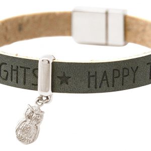 Gemshine - Damen - Armband - UHU - 925 Silber - WISHES - Anthrazit - Grau - Magnetverschluss