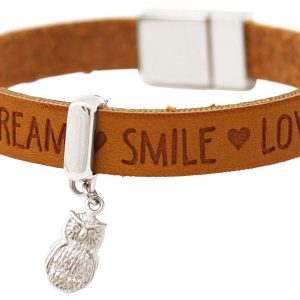 Gemshine - Damen - Armband - UHU - 925 Silber - WISHES - Braun - Magnetverschluss