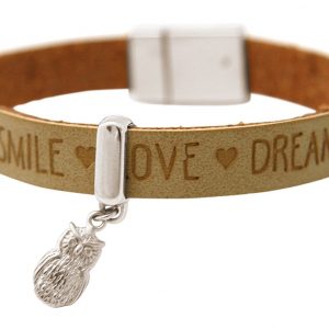 Gemshine - Damen - Armband - UHU - 925 Silber - WISHES - Braun Sand - Magnetverschluss
