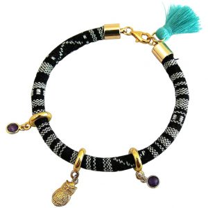 Gemshine - Damen - Armband - Vergoldet - AZTEC - Uhu -  Eule - Amethyst - Violett