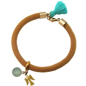 Gemshine - Damen - Armband - Vergoldet - Edelstein - Aqua Chalcedon - Engel - Grün - Braun