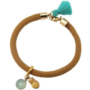 Gemshine - Damen - Armband - Vergoldet - Edelstein - Aqua Chalcedon - Eule - Grün - Braun