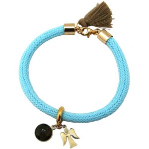 Gemshine - Damen - Armband - Vergoldet - Edelstein - Rauchquarz - Engel - Blau - Braun
