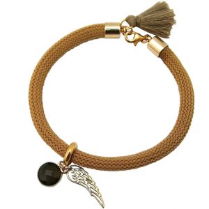 Gemshine - Damen - Armband - Vergoldet - Edelstein - Rauchquarz - Engel Flügel - Braun