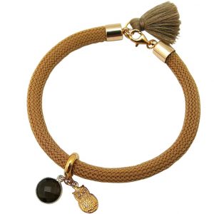 Gemshine - Damen - Armband - Vergoldet - Edelstein - Rauchquarz - Eule - Braun