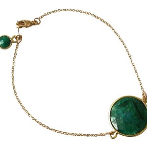 Gemshine - Damen - Armband - Vergoldet - Smaragd - Grün - Facettiert - 19 cm