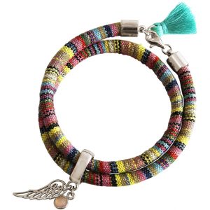 Gemshine - Damen - Armband - Wickelarmband - 925 Silber - Flügel - Engel - AZTEC - Rosenquarz - Rose