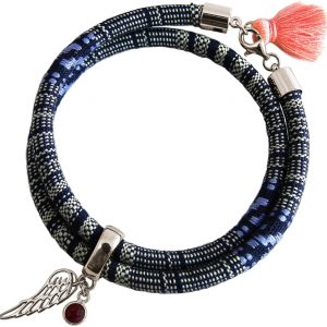 Gemshine - Damen - Armband - Wickelarmband - 925 Silber - Flügel - Engel - AZTEC - Rubin - Rot - Rose