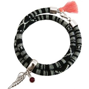 Gemshine - Damen - Armband - Wickelarmband - 925 Silber - Flügel - Engel - AZTEC - Rubin - Rot - Rose