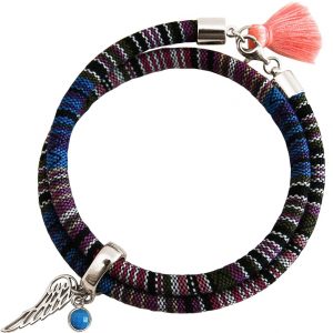 Gemshine - Damen - Armband - Wickelarmband - 925 Silber - Flügel - Engel - AZTEC - Türkis
