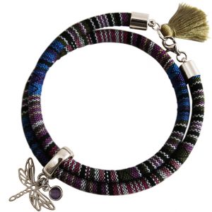 Gemshine - Damen - Armband - Wickelarmband - 925 Silber - Libelle - AZTEC - Amethyst - Rose - Violett