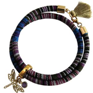 Gemshine - Damen - Armband - Wickelarmband - 925 Silber Vergoldet - Libelle - AZTEC - Amethyst - Rose - Violett