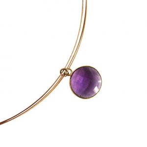 Gemshine - Damen - Halskette - 925 Silber - Vergoldet - Amethyst - Violett - CANDY - 45 cm