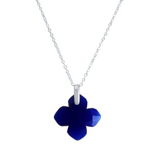 Gemshine - Damen - Halskette - Anhänger - 925 Silber - Chalcedon - Blau - GEM - 2,5 cm