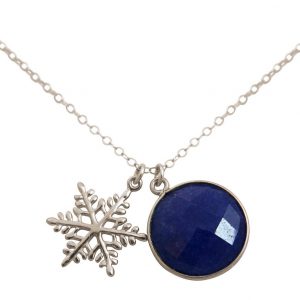 Gemshine - Damen - Halskette - Anhänger - SCHNEEFLOCKE - 925 Silber - Saphir - Blau - 45 cm
