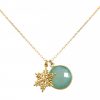 Gemshine - Damen - Halskette - Anhänger - SCHNEEFLOCKE - 925 Silber Vergoldet - Chalcedon - Meeresgrün - 45 cm – Bild 5