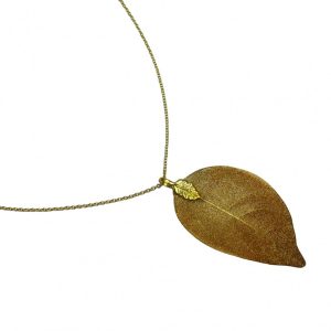 Gemshine - Damen - Halskette - Anhänger - Vergoldet - Blatt - Rose - Natur - 7 cm