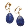 Gemshine - Damen - Ohrringe  - Ohrclips - Vergoldet - Lapis Lazuli - Tropfen - Blau - 3 cm
