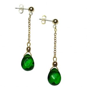 Gemshine - Damen - Ohrringe  - Vergoldet - Turmalin Quarz - Facettiert - Tropfen - Grün - 2 cm