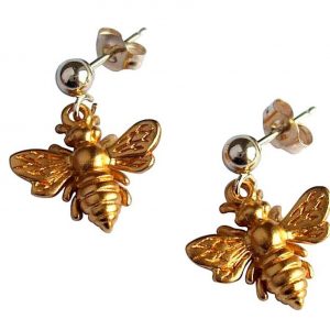 Gemshine - Damen - Ohrringe - 925 Silber - Vergoldet - BEE - Biene - 1,5 cm
