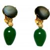 Gemshine - Damen - Ohrringe - Ohrclips - Vergoldet - Perlmutt - Jade - Grau - Grün - TROPFEN - 3,5 cm – Bild 3