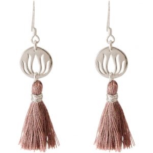 Gemshine - Damen - Ohrringe - Ohrhänger - 925 Silber - Lotus Blume - Quaste - Rose - YOGA - 4 cm