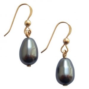 Gemshine - Damen - Ohrringe - Perlen - Tahiti - Grau - Tropfen - Vergoldet - 11 mm