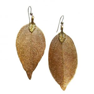 Gemshine - Damen - Ohrringe - Vergoldet - Blatt - Rose - Natur - 7 cm