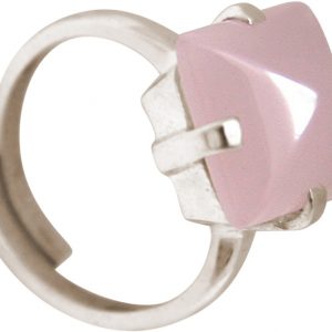 Gemshine - Damen - Ring - 925 Silber - Chalcedon - Rosa - 12mm - Größenverstellbar