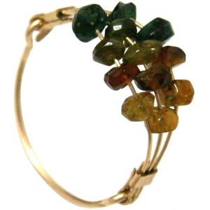 Gemshine - Damen - Ring - Vergoldet - Turmalin - Grün - Orange, Ringgröße:59 (18.8)
