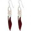 Gemshine - Ohrringe - Traumfänger - Silber - Boho - Weinrot - Feder - 7 cm – Bild 4