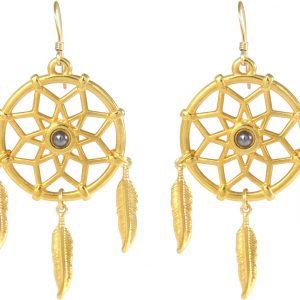 Gemshine - Traumfänger Ohrringe - Vergoldet - Boho - Feder - 7 cm
