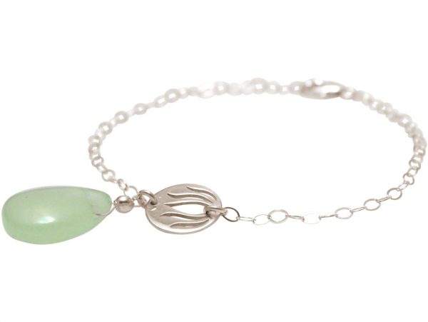 GEMSHINE Damenarmband aus 925 Silber mit YOGA Lotusblume und Chalcedon Tropfen. Edelstein hervorragender Qualität und Farbe. Made in Madrid / Spanien. Im eleganten Schmucketui mit Geschenkverpackung – Bild 4