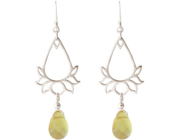 GEMSHINE Damenohrringe aus 925 Silber mit YOGA Mandala Lotusblumen und goldgelbe Citrinen hervorragender Qualität. Made in Madrid / Spanien. Im eleganten Schmucketui mit Geschenkverpackung geliefert.