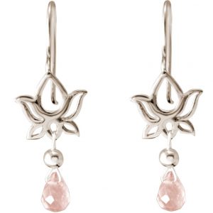 GEMSHINE Damenohrringe aus 925 Silber mit YOGA Mandala Lotusblumen und Rosenquarzen hervorragender Qualität. Made in Madrid / Spanien. Im eleganten Schmucketui mit Geschenkverpackung geliefert
