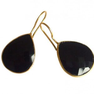 Gemshine - Damen - Ohrringe - 925 Silber - Vergoldet - Onyx - Schwarz - CANDY - Tropfen - 3,5 cm