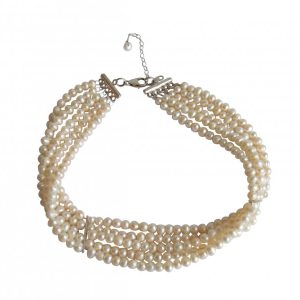 Gemshine - Damen - Halskette - Collier - 925 Silber - Perlen - Weiß - Größenverstellbar