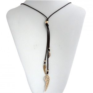 Gemshine - Damen - Halskette - Anhänger - 925 Silber - Vergoldet - Braun - WINGS - 60 cm