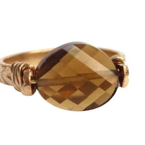 Gemshine - Damen - Ring - Spannring - Vergoldet - Rauchquarz - Braun, Ringgröße:57 (18.1)