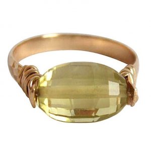 Gemshine - Damen - Ring - Spannring - Vergoldet - Lemon Quarz - Gelb, Ringgröße:57 (18.1)