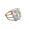 Gemshine - Damen - Ring - Vergoldet - Aquamarin - Perlen - Blau - Weiß, Ringgröße:62 (19.7)