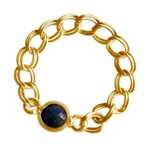 Gemshine - Damen - Ring - Vergoldet - Saphir - Blau - Beweglich - Geschmeidig